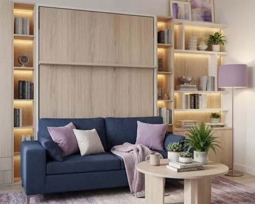 Royal White Queen Wall Bed and Sofa Set - view 20