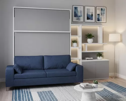 Royal White Queen Wall Bed and Sofa Set - view 36