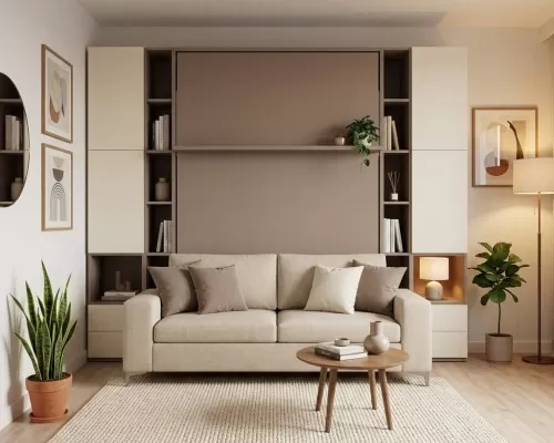 Royal White Queen Wall Bed and Sofa Set - view 13