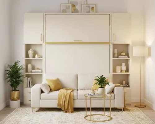 Royal White Queen Wall Bed and Sofa Set - view 15