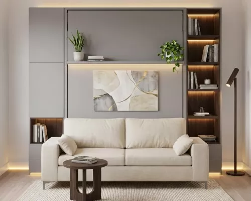 Royal White Queen Wall Bed and Sofa Set - view 16