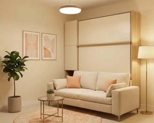 Royal White Queen Wall Bed and Sofa Set - view 19