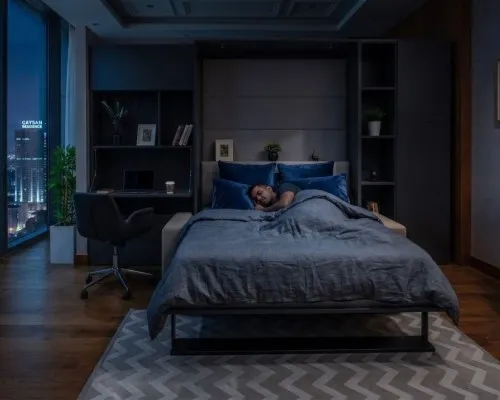 Ft. Lauderdale-styled bedroom with the Royal Queen Electric Wall Bed.