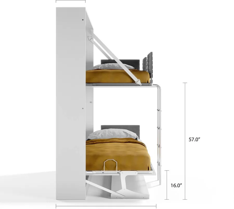 Pensiero Twin Wall Bunk Bed with Desk