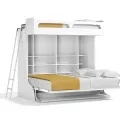 Castello Twin Over Full Wall Bunk Bed with Desk