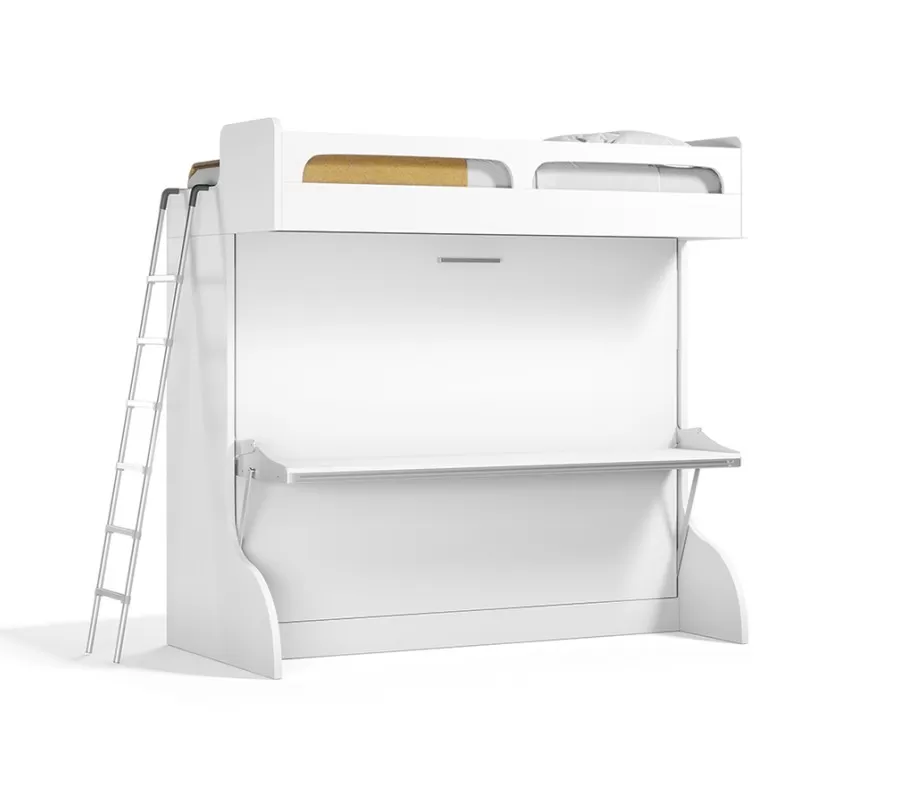 Castello Twin Over Full Wall Bunk Bed with Desk