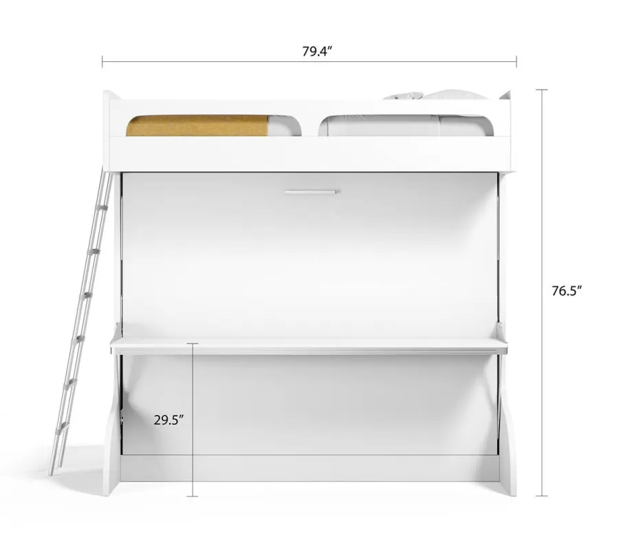 Castello Twin Over Full Wall Bunk Bed with Desk