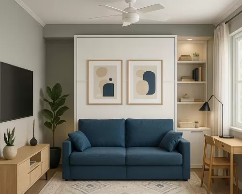 Ft. Lauderdale-style design showcasing the Royal Queen Murphy bed with furniture set.