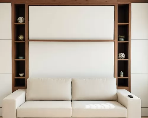 Miami-style design showcasing the Royal Queen Murphy bed with furniture set.