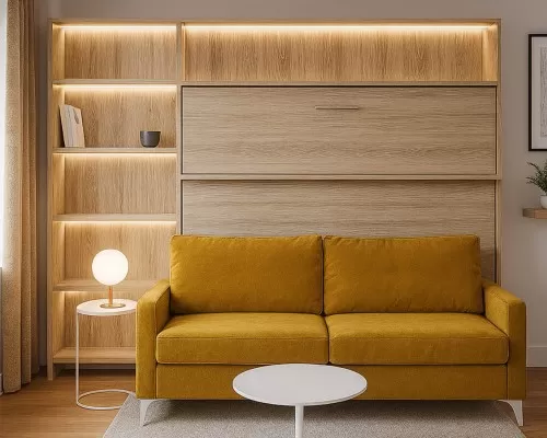 Miami-style design showcasing the Royal Horizontal Queen Wall Bed.