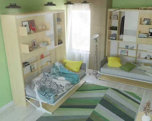 Parete Letto - Twin Wall Bed System with Desk