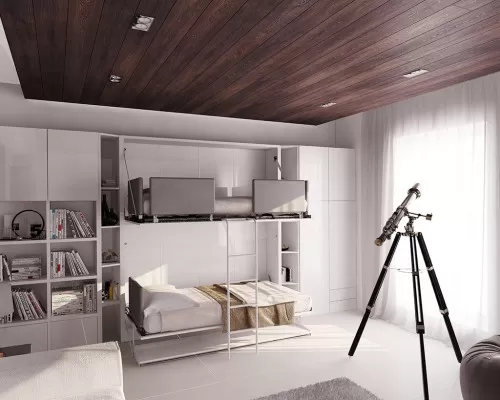 Pensiero Twin Wall Bunk Bed with Desk