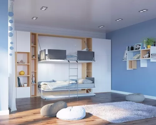 Pensiero Twin Wall Bunk Bed with Desk