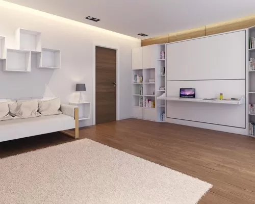 Pensiero Twin Wall Bunk Bed with Desk