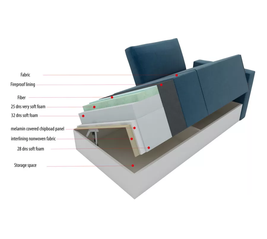 Royal Vertical Queen 2 Seat Storage Sofa