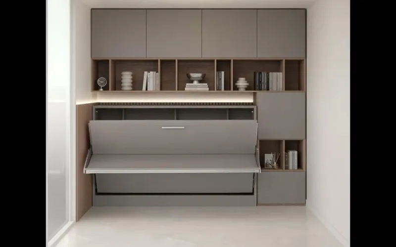 Spazio Twin Video Tight Space | Video description: the bed is operated in a narrow room to show the clearance needed to open it.