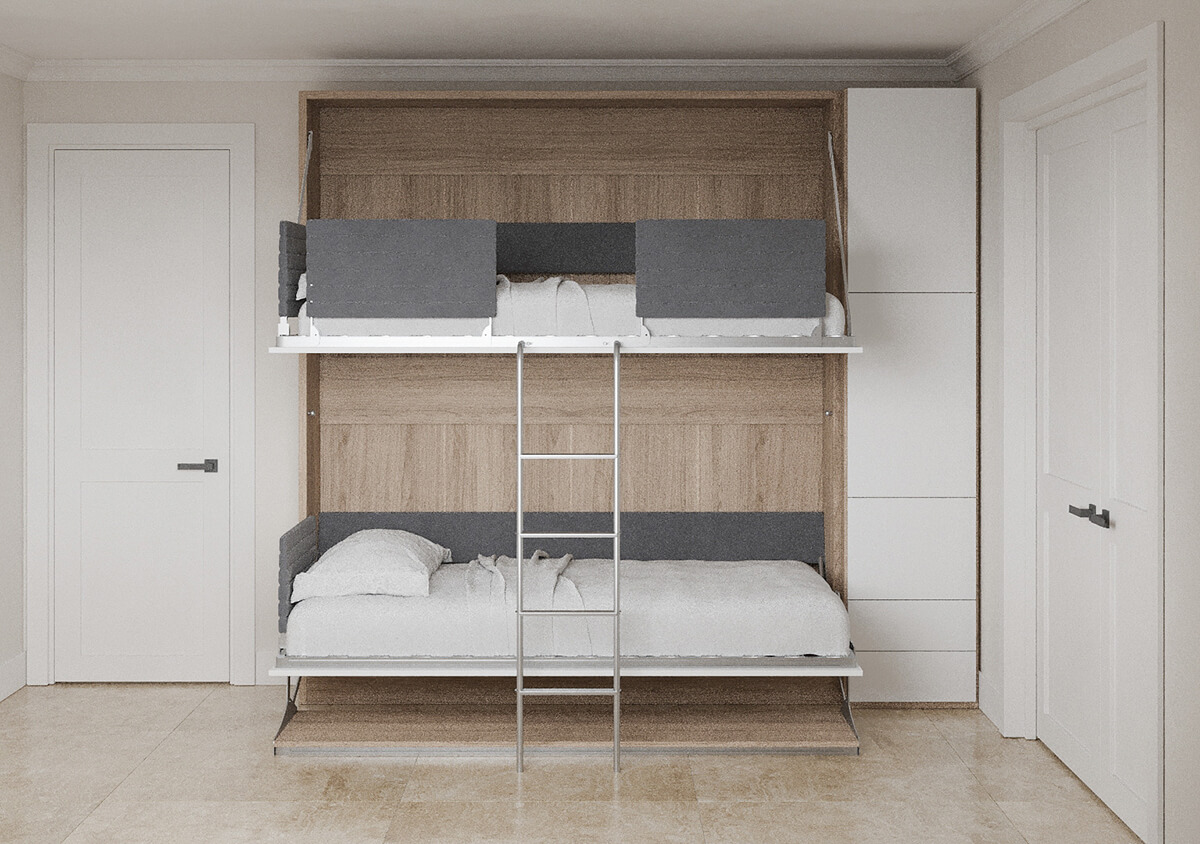 Pensiero Twin Wall Bunk Bed